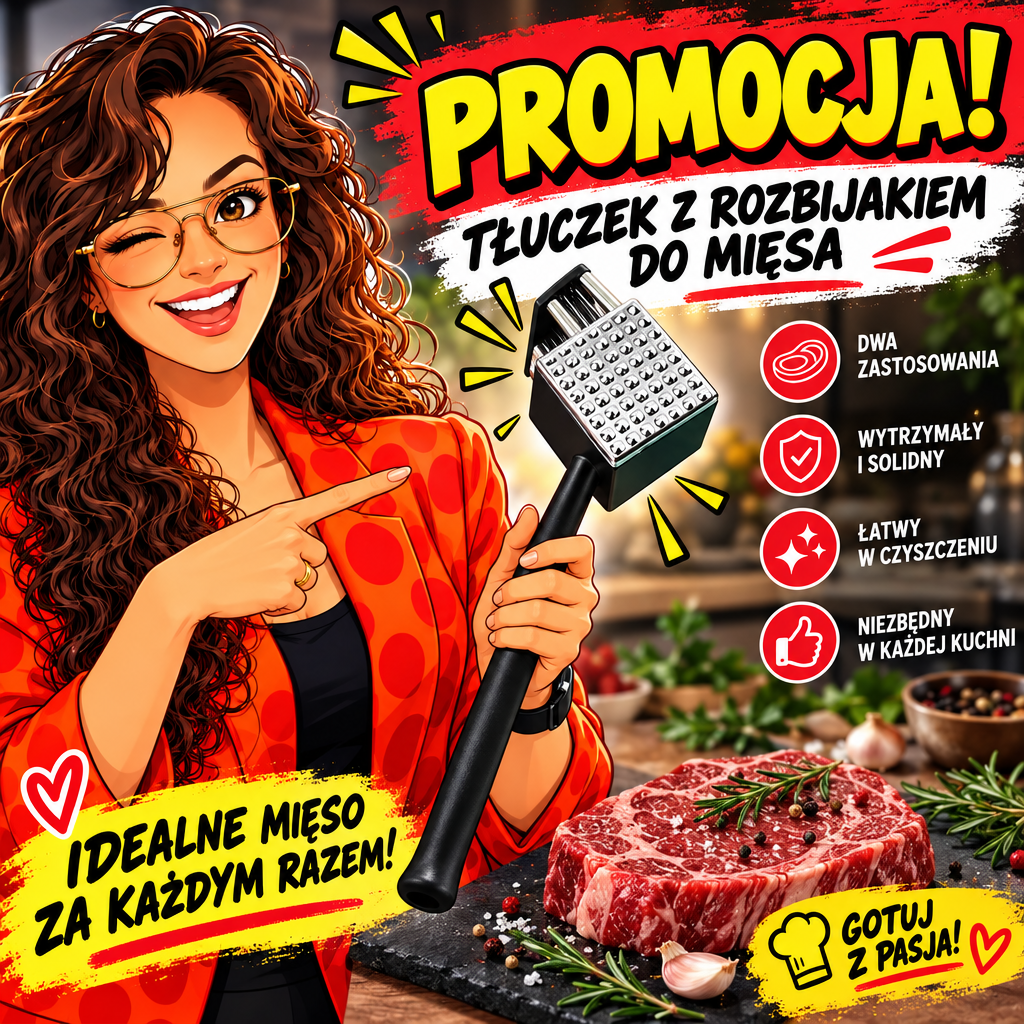 Tłuczek do mięsa z rozbijaczem i dziurkaczem