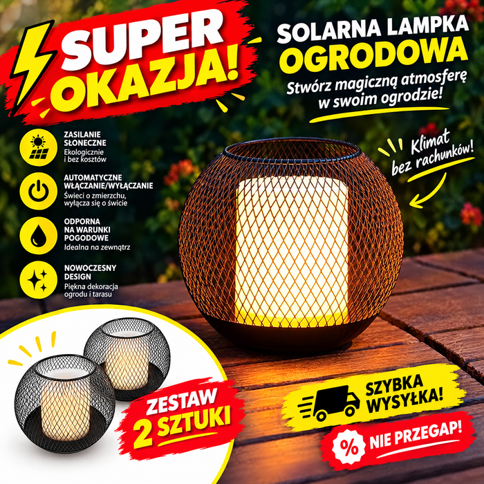 Solarna Lampa Ogrodowa LED „Magiczna Kula” – Zestaw 2 szt.